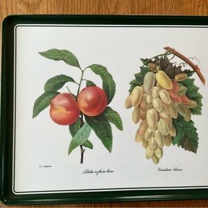 VTG Melamine Italian Serving Tray Signed P.J. Redoute Apples Grapes Green Trim